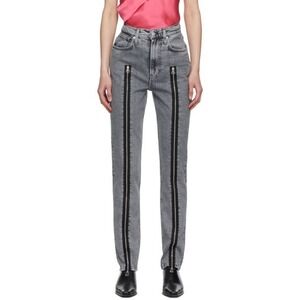 Helmut Lang Grey Zippered Femme Hi Spikes Jeans Size‎ 24 Designer Contemporary